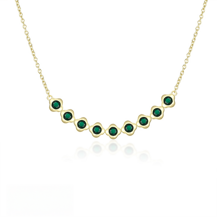 Casablanca Yellow Gold Plated Green CZ Necklace