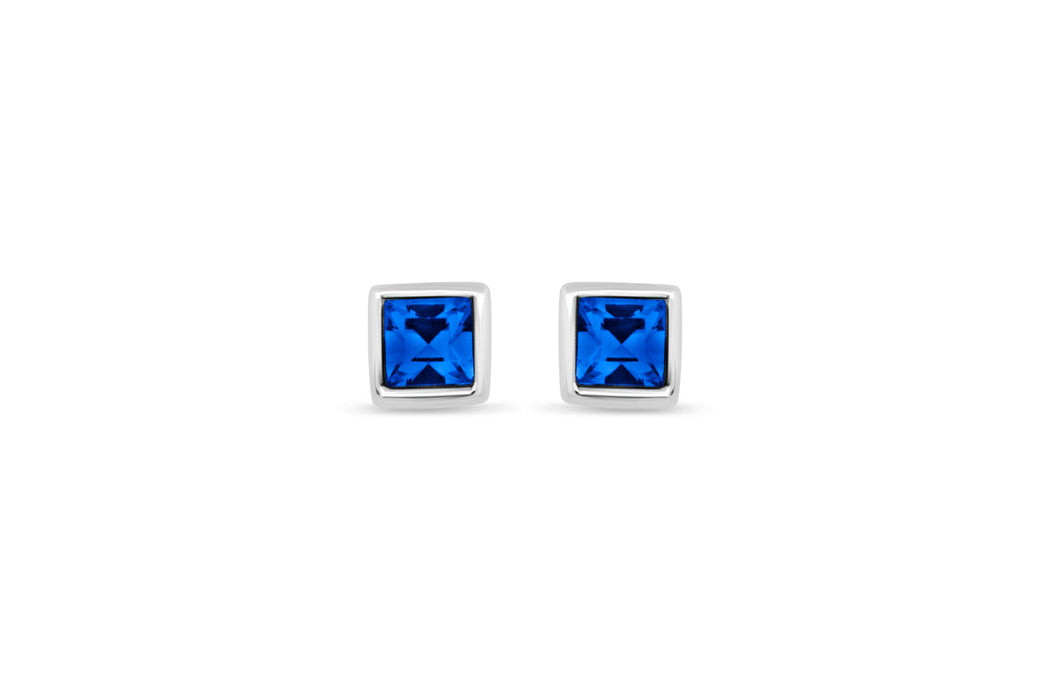 Casablanca Silver & Sapphire Crystal Stud Earrings