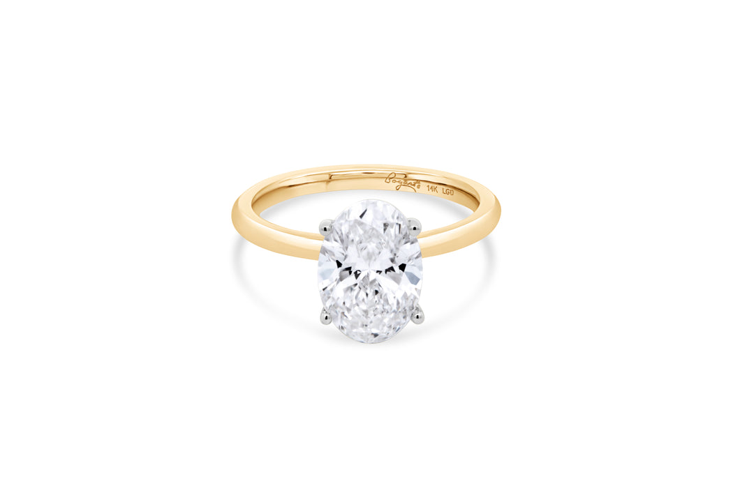2.52CT Lab Grown Yellow Gold Oval Solitaire Engagement Ring