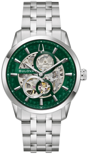 Bulova Men's Green Dial Stainless Steel Bracelet Sutton Watch 96A329