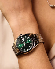 Bulova Men's Green Dial Stainless Steel Surveyor Watch 96B429