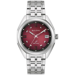 Bulova Men's Red Dial Stainless Steel Bracelet Jet Star Watch 96B401