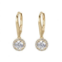 Casablanca Mixed Yellow Gold Plated CZ Halo Lever Back Earrings