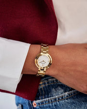 Bulova Women's Yellow Gold Tone Mother Of Pearl Rubaiyat Watch