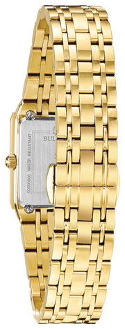 Bulova Women's Quadra Yellow Gold Tone Diamond Rectangular Steel Watch