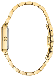 Bulova Women's Quadra Yellow Gold Tone Diamond Rectangular Steel Watch