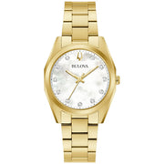 Bulova Women's Surveyor Mother Of Pearl Yellow Gold Tone Watch