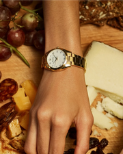 Bulova Women's Surveyor Mother Of Pearl Yellow Gold Tone Watch