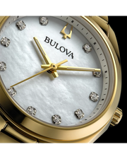 Bulova Women's Surveyor Mother Of Pearl Yellow Gold Tone Watch