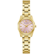 Bulova Women's Pink Dial Yellow Gold Tone Stainless Steel Bracelet Surveyor Watch 97L187