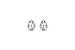 Casablanca Silver & Clear Crystal Pear Stud Earrings