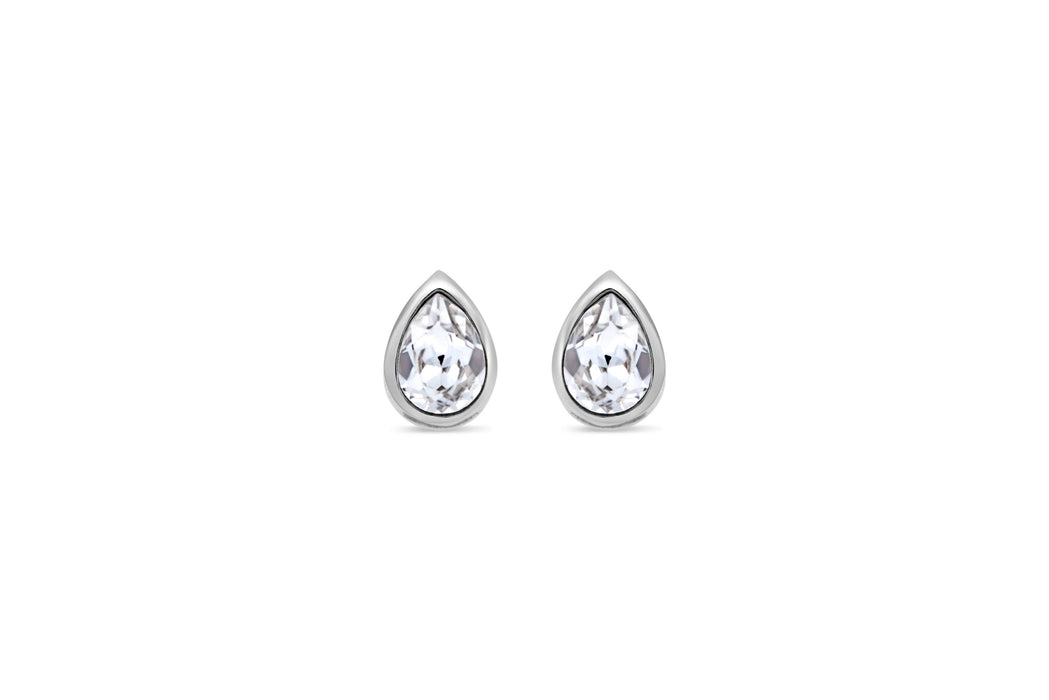 Casablanca Silver & Clear Crystal Pear Stud Earrings