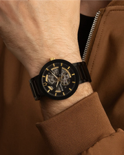 Bulova Futuro Men's Black Gold Accent Stainless Steel Watch
