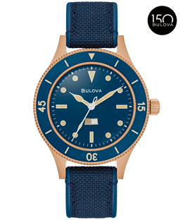 Bulova Men's Blue Dial CORDURA® + HNBR Strap MIL SHIPS Watch 98A325