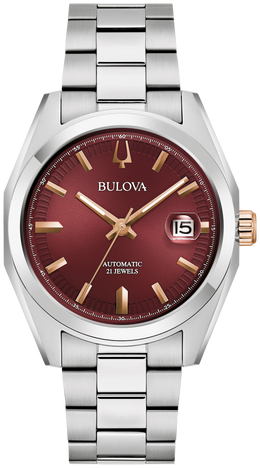 Bulova Men's Surveyor Red Dial Stainless Steel Watch 98B422
