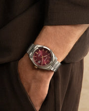 Bulova Men's Surveyor Red Dial Stainless Steel Watch 98B422