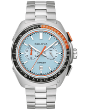 Bulova Men's Racer Light Blue Dial Stainless Steel Watch 98B432