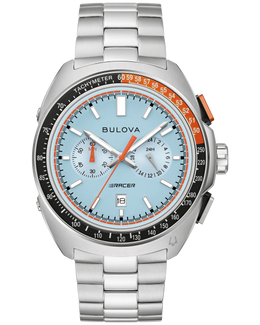 Bulova Men's Racer Light Blue Dial Stainless Steel Watch 98B432