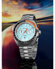 Bulova Men's Racer Light Blue Dial Stainless Steel Watch 98B432