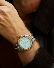 Bulova Men's Racer Light Blue Dial Stainless Steel Watch 98B432