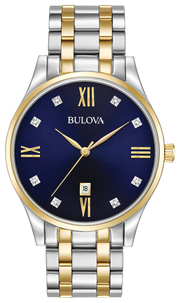 Bulova Men's Bulova Classic Men's Diamond Gold Two-Tone Blue Dial Watch
