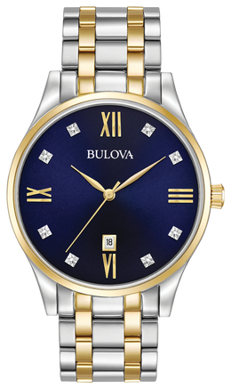 Bulova Men's Bulova Classic Men's Diamond Gold Two-Tone Blue Dial Watch