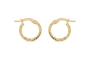 10kt Yellow Gold Diamond Cut Hoop Earrings