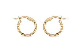 10kt Yellow Gold Diamond Cut Hoop Earrings