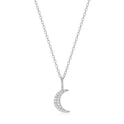 Monte Luna Sterling Silver Crescent Moon Lab Grown Diamond Necklace