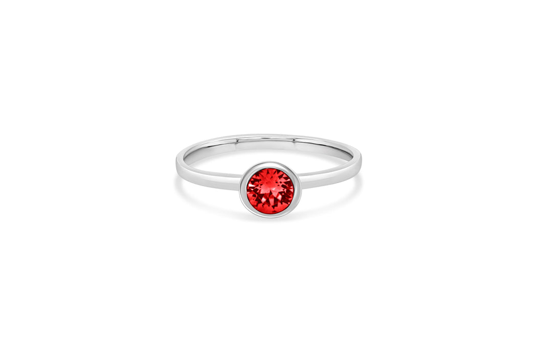 Casablanca Ruby Crystal Round Bezel Ring