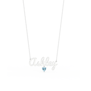 Rhodium Plated Sterling Silver Heart Birthstone Name Necklace SN001R