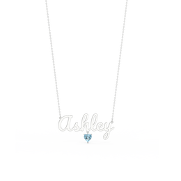 Rhodium Plated Sterling Silver Heart Birthstone Name Necklace SN001R