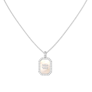 Rhodium Plated Silver Malachite Zodiac & Initial Necklace – Octagon AW24N004R