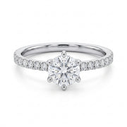 0.68CT Natural Mined Round Diamond 6 Prong Engagement Ring in 14KT White Gold