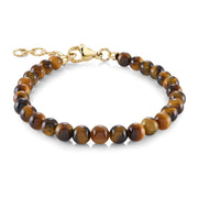 Italgem Yellow Gold Plated Stainless Steel 4MM Tiger's Eye Beads 6+1