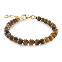 Italgem Yellow Gold Plated Stainless Steel 4MM Tiger's Eye Beads 6+1