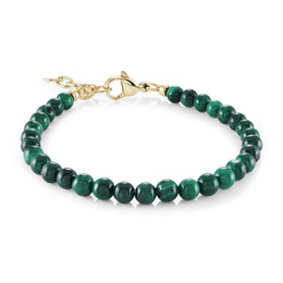 Italgem Yellow Gold Plated Stainless Steel 4MM Green Malachite Beads 6+1