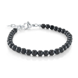 Italgem Black Ip Stainless Steel Matte 4MM Black Onyx Beads 6+1