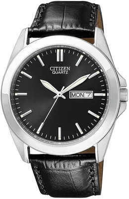 Citizen Men's Classic Quartz Black Leather Watch
