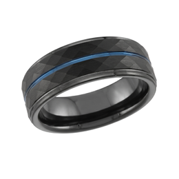 Bogart's Black and Blue Hammered Tungsten Mens Wedding Band