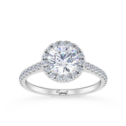 0.50CT I2 I Round Natural Mined Diamond Halo Engagement Ring in 14KT White Gold