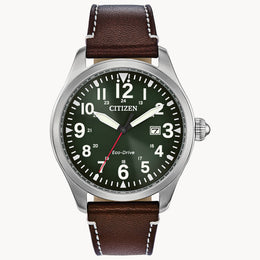 Citizen Men's Garrison Watch: Brown Leather