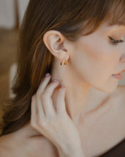 Casablanca Yellow Gold Plated Sterling Silver Open Hoop Stud Earrings