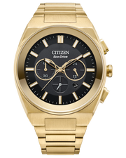 Citizen Men's Yellow Gold Tone Eco Drive Axiom Black Dial Watch