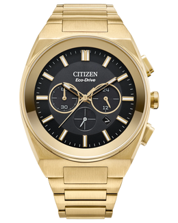 Citizen Men's Yellow Gold Tone Eco Drive Axiom Black Dial Watch