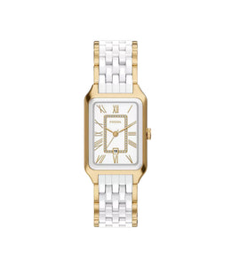 Fossil Women's Raquel Stainless Steel Yellow Gold Tone White Watch