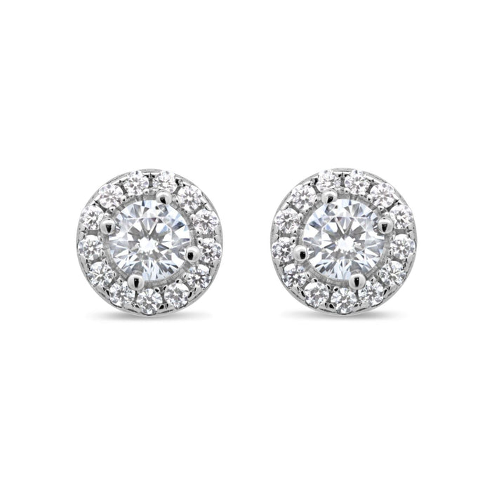 Casablanca Sterling Silver Halo Birthstone Stud Earrings