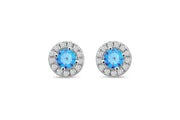 Casablanca Sterling Silver Halo Birthstone Stud Earrings