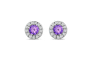 Casablanca Sterling Silver Halo Birthstone Stud Earrings