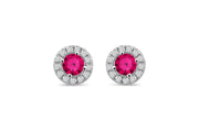 Casablanca Sterling Silver Halo Birthstone Stud Earrings